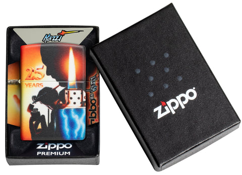 Encendedor Zippo 25 Años Coleccionable Aerógrafo Claudio Mazzi Diseño 540 Grados en Caja de Regalo Premium Abierta