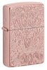 Frontansicht 3/4 Winkel Zippo Feuerzeug Armor Rose Gold mit tiefer Flammen Gravur Online Only