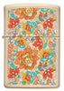Encendedor Zippo Vista Frontal Impresión en color arena con patrón floral estilo Hippie