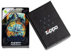 Encendedor Zippo diseño de 540 grados con señalización en el colorido cielo nocturno de la naturaleza en caja de regalo abierta