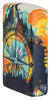 Encendedor Zippo con vista lateral frontal y diseño de 540 grados con marcador de ruta en el colorido cielo nocturno de la naturaleza