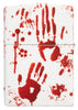 Encendedor Zippo Diseño de 540 grados Blanco mate con huellas de manos sangrientas