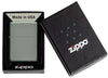 Encendedor Zippo Modelo Básico Gris Salvia Suave en Caja de Regalo Abierta