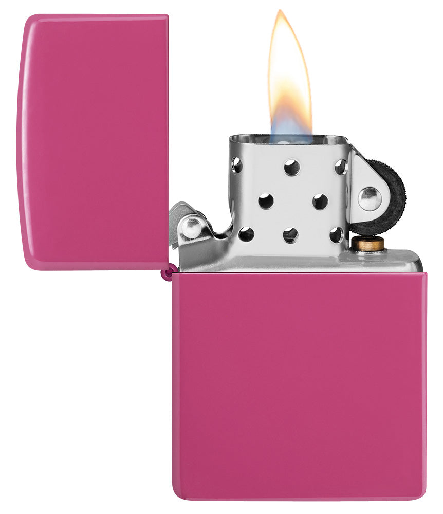 Encendedor Zippo Rosa Suave Frecuencia Modelo Básico Abierto con Llama