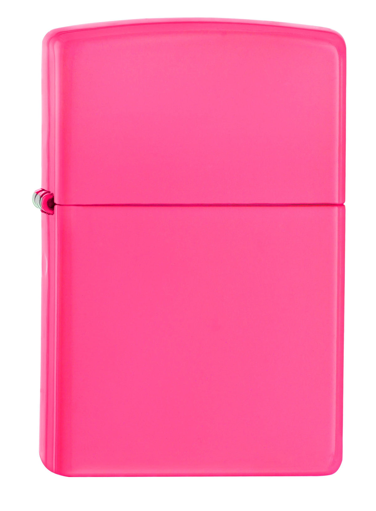 Vue de face 3/4 briquet Zippo rose fluo