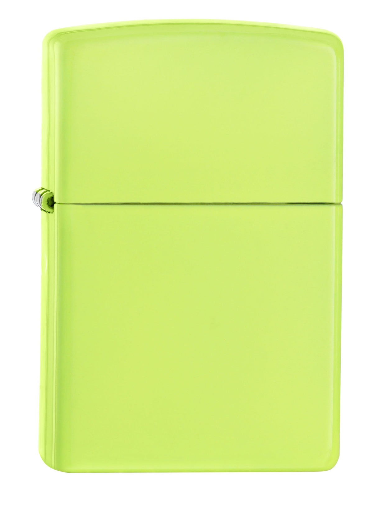 Vue de face 3/4 briquet Zippo jaune fluo
