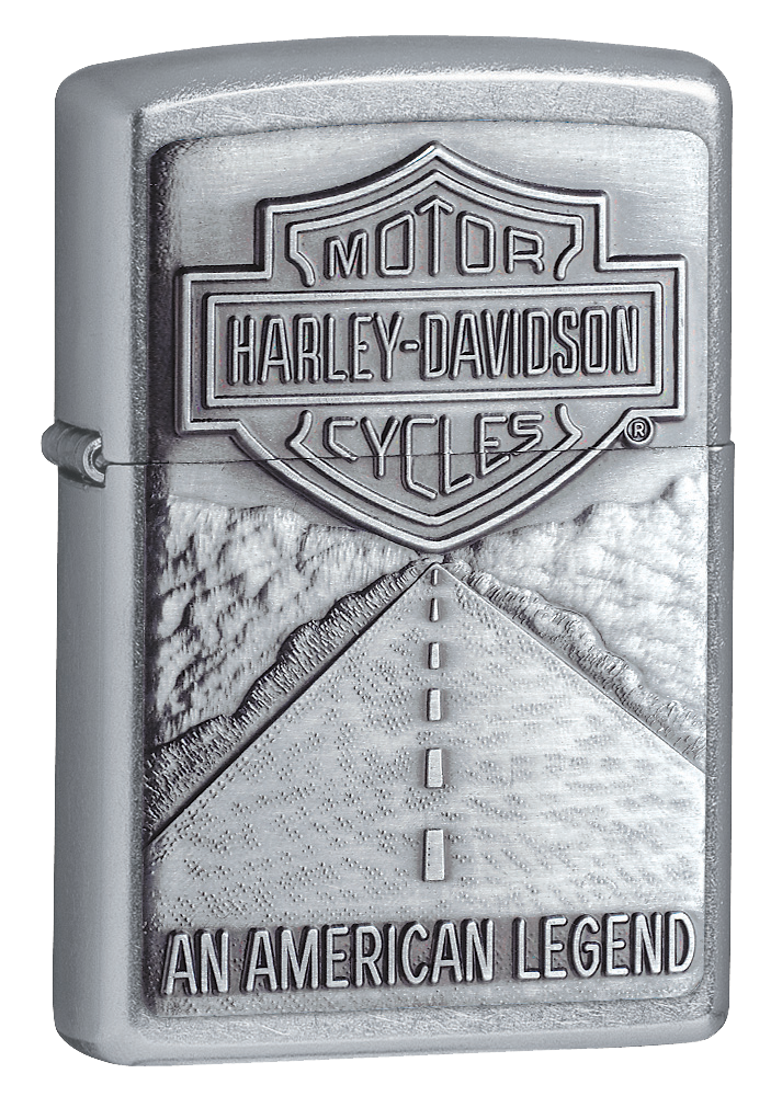 Vista de tres cuartos del mechero a prueba de viento Zippo Harley-Davidson®