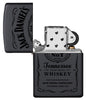 Briquet Zippo noir logo Jack Daniel's, ouvert