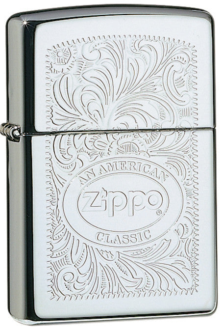 Vista de tres cuartos del mechero a prueba de viento Zippo American Classic