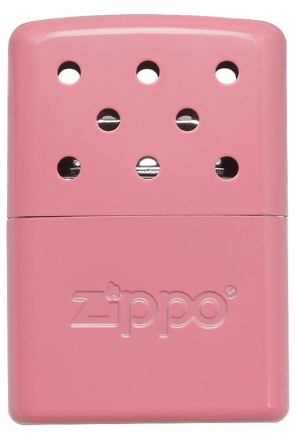 Vue de face chauffe-mains Zippo métal rose petit modèle