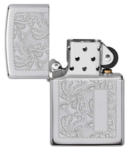 Vista frontal del mechero a prueba de viento Zippo Seamless Pattern apagado, sin llama