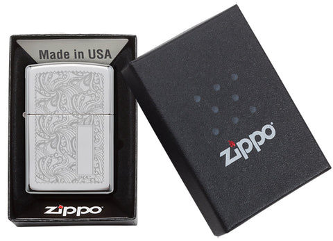 Mechero a prueba de viento Zippo Seamless Pattern en su caja de regalo