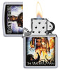 Briquet Zippo pochette Iron Maiden The Wicker Man, ouvert avec flamme