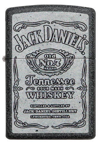 Frontansicht Zippo Feuerzeug grau mit großem Jack Daniel's Logo