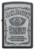 Vue de face briquet Zippo gris avec grand logo Jack Daniel's