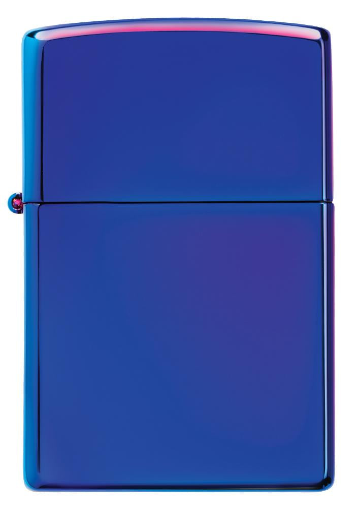 Vue de face briquet Zippo bleu haute brillance