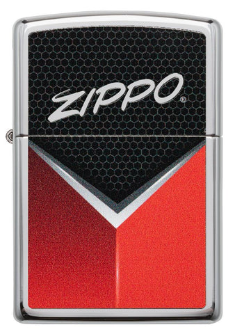 Vue de face briquet Zippo chromé rétro logo Zippo