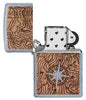 Briquet Zippo Woodchuck carte et boussole, ouvert