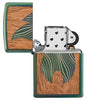 Zippo Woodchuck avec flamme Zippo verte, ouvert