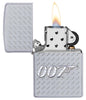 Briquet Zippo James Bond chromé avec logo 007, ouvert avec flamme