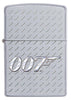 Vue de face briquet Zippo James Bond chromé avec logo 007
