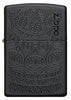 Vue de face briquet Zippo noir avec motif mandala
