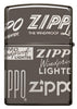 Vue de dos briquet Zippo Black Ice avec différents logos Zippo
