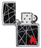 Vista frontal del mechero a prueba de viento Zippo Flame Design apagado, sin llama