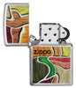 Briquet Zippo motif bois multicolore avec logo Zippo, ouvert