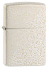 Vue de face 3/4 briquet Zippo Mercury Glass blanc or moucheté