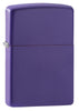 Vue de face 3/4 briquet Zippo violet mat