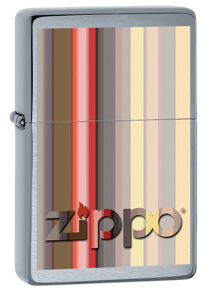 Vista de tres cuartos del mechero a prueba de viento Zippo Stripes Design