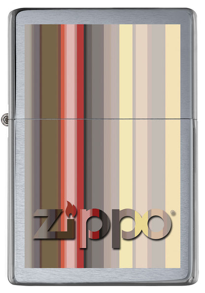 Vista frontal del mechero a prueba de viento Zippo Stripes Design