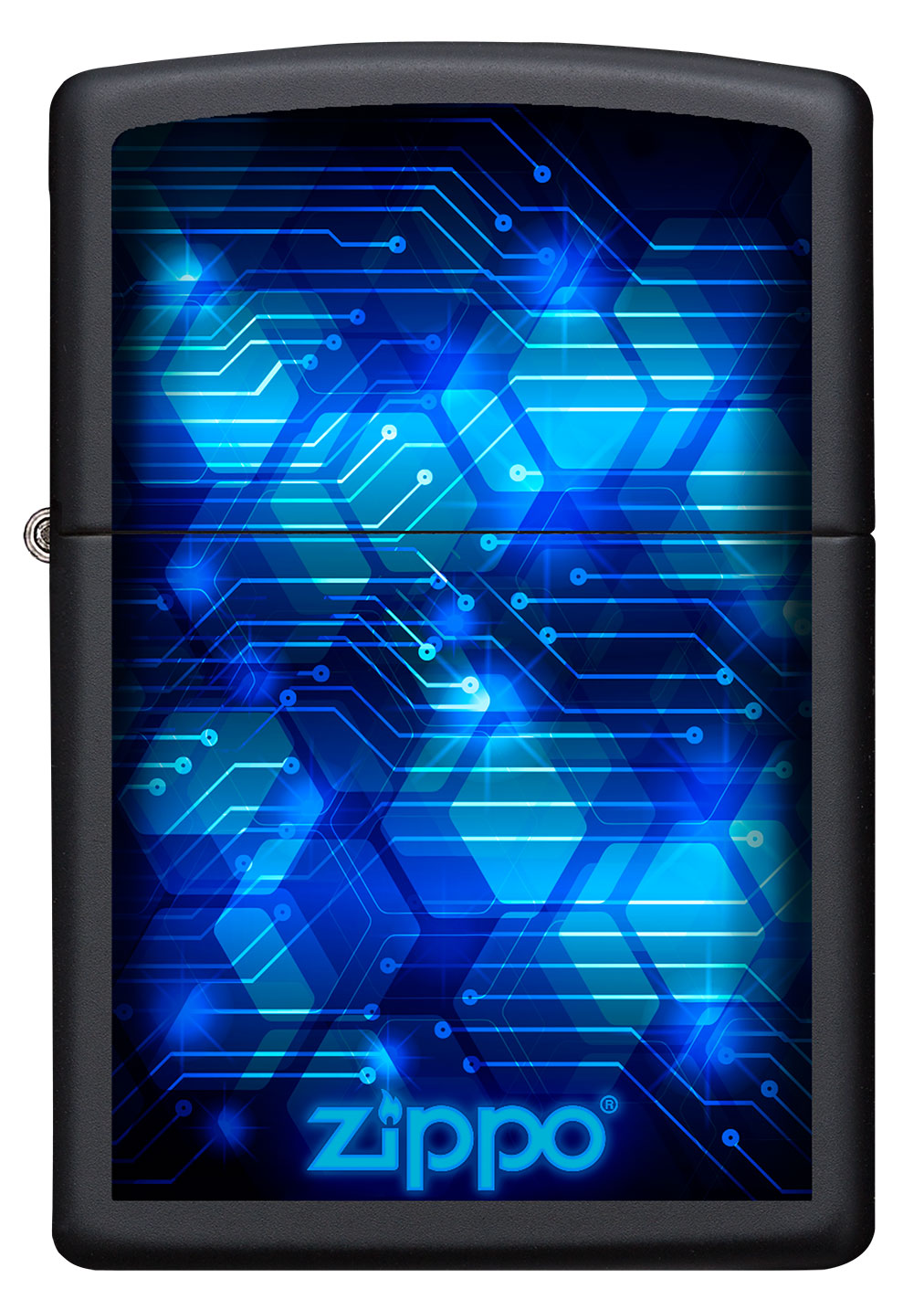 Vista frontal del mechero a prueba de viento Zippo Blue Design
