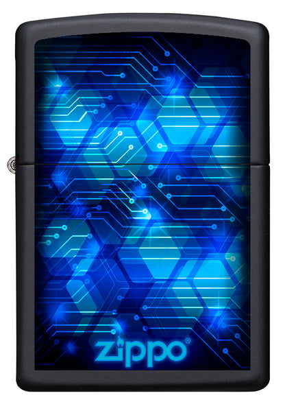 Vista frontal del mechero a prueba de viento Zippo Blue Design