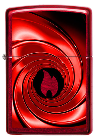 Vista frontal del mechero a prueba de viento Zippo Red Swirl Design