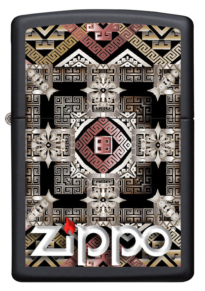 Vista frontal del mechero a prueba de viento Zippo Tribal Design
