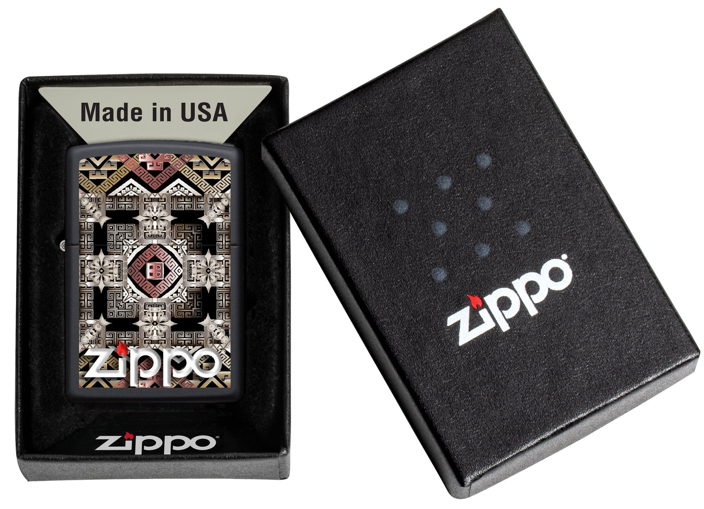 Mechero a prueba de viento Zippo Tribal Design en su caja de regalo