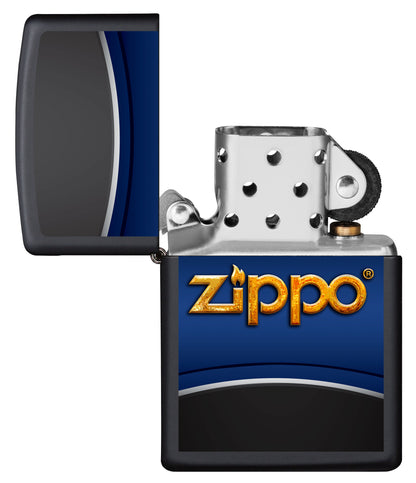 Vista frontal del mechero a prueba de viento Zippo Design apagado, sin llama