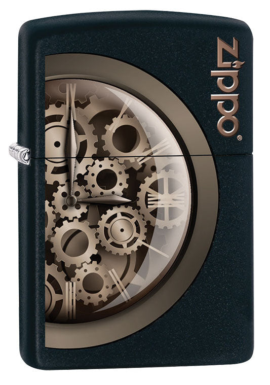Vista de tres cuartos del mechero a prueba de viento Zippo Steampunk Design
