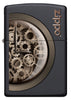 Vista frontal del mechero a prueba de viento Zippo Steampunk Design
