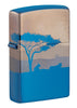 Vue de face 3/4 briquet Zippo bleu haute brillance steppe