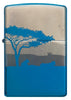 Vue de face briquet Zippo bleu haute brillance steppe