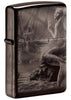 Vue de face 3/4 briquet Zippo avec logo sirène mystique