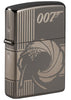 Vue de face 3/4 briquet Zippo gris brillant James Bond 007