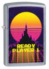 Vue de face 3/4 briquet Zippo chromé Ready Player 1