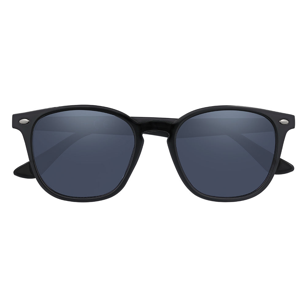 Gafas de sol Zippo con montura cuadrada ligeramente redondeada en negro con el logotipo Zippo en blanco