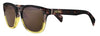 Gafas de sol Zippo de vista frontal ¾ de ángulo con montura cuadrada en marrón jaspeado y sección amarilla en la montura