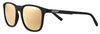 Gafas de sol Zippo de vista frontal ¾ de ángulo con lentes en tono oro rosa y montura cuadrada estrecha en negro con logotipo Zippo blanco