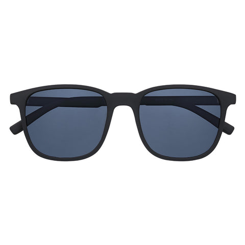 Gafas de sol Zippo con lentes azules y montura cuadrada estrecha en negro con el logotipo Zippo en blanco
